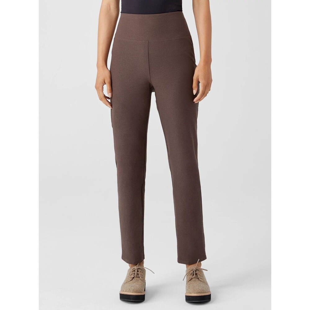 Eileen Fisher Women Brown Washable Stretch Crepe Slim Ankle Pants Sz XS / S